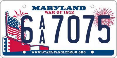 MD license plate 6AA7075