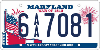 MD license plate 6AA7081
