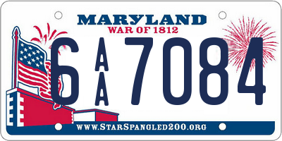MD license plate 6AA7084