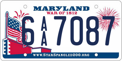 MD license plate 6AA7087