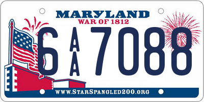 MD license plate 6AA7088