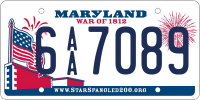 MD license plate 6AA7089