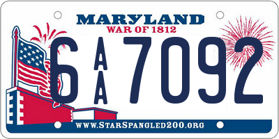 MD license plate 6AA7092