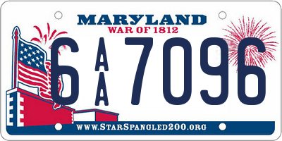 MD license plate 6AA7096