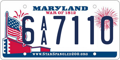 MD license plate 6AA7110
