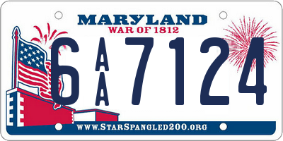 MD license plate 6AA7124