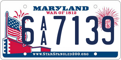 MD license plate 6AA7139