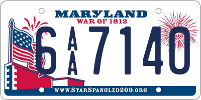 MD license plate 6AA7140