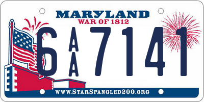 MD license plate 6AA7141