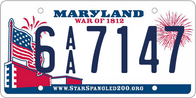 MD license plate 6AA7147