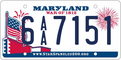 MD license plate 6AA7151