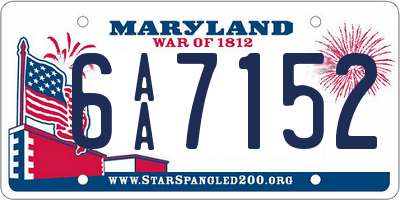 MD license plate 6AA7152