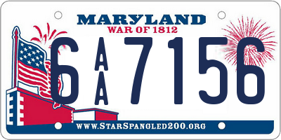 MD license plate 6AA7156