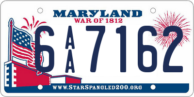 MD license plate 6AA7162