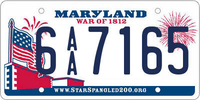 MD license plate 6AA7165