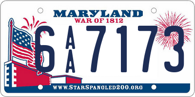 MD license plate 6AA7173