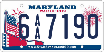 MD license plate 6AA7190