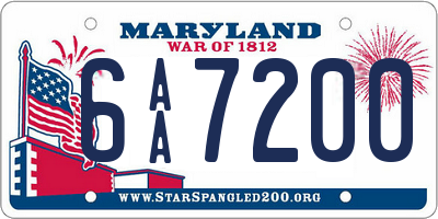 MD license plate 6AA7200