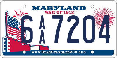 MD license plate 6AA7204