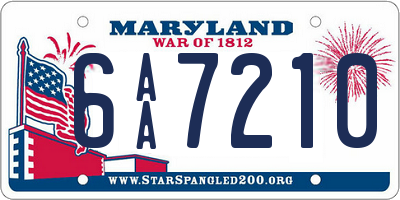 MD license plate 6AA7210