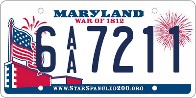 MD license plate 6AA7211