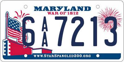 MD license plate 6AA7213