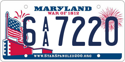 MD license plate 6AA7220
