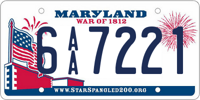 MD license plate 6AA7221
