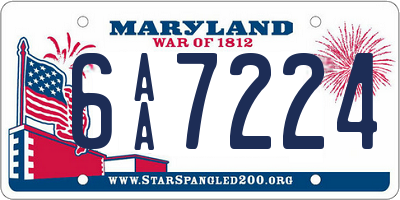 MD license plate 6AA7224