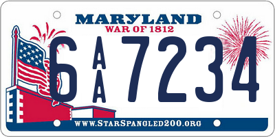 MD license plate 6AA7234