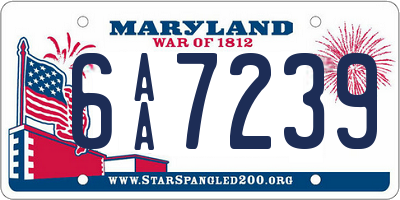 MD license plate 6AA7239
