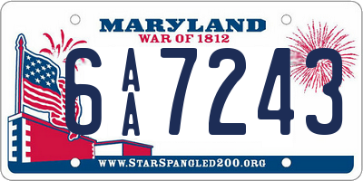 MD license plate 6AA7243