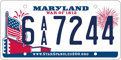 MD license plate 6AA7244