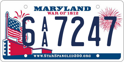 MD license plate 6AA7247