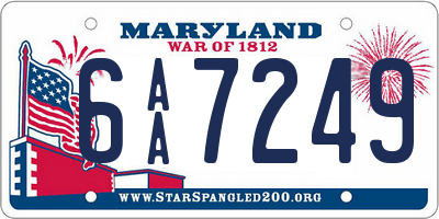 MD license plate 6AA7249