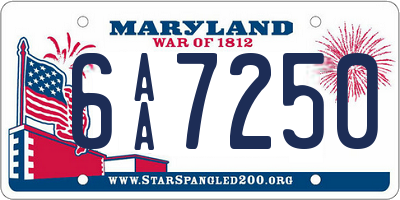 MD license plate 6AA7250