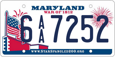 MD license plate 6AA7252