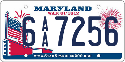MD license plate 6AA7256