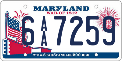 MD license plate 6AA7259