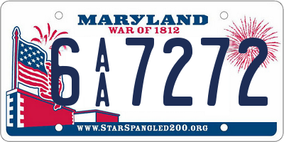 MD license plate 6AA7272