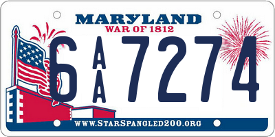 MD license plate 6AA7274