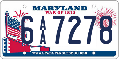 MD license plate 6AA7278