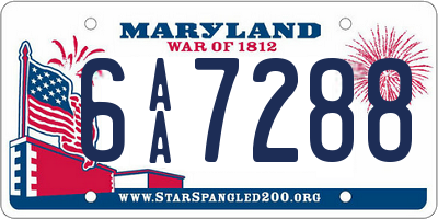 MD license plate 6AA7288
