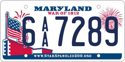 MD license plate 6AA7289