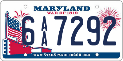 MD license plate 6AA7292