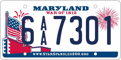 MD license plate 6AA7301