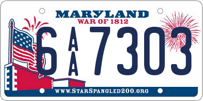 MD license plate 6AA7303