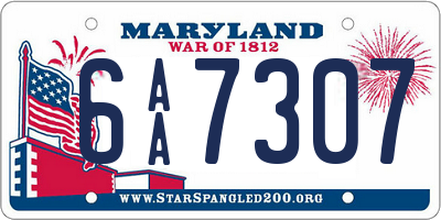 MD license plate 6AA7307