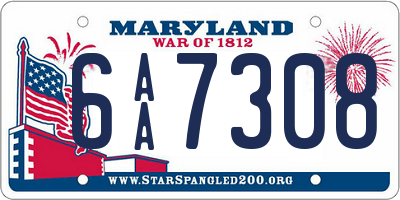 MD license plate 6AA7308