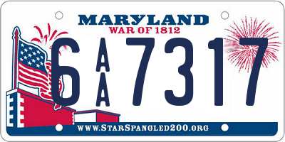 MD license plate 6AA7317
